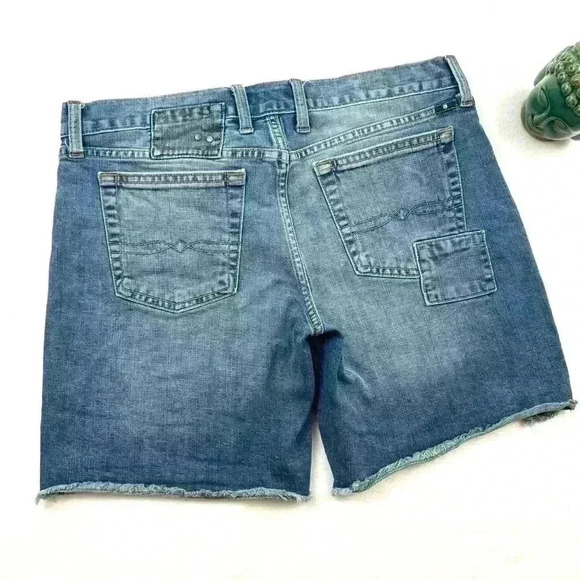 Lucky Brand Retro Faded Patchwork Whisker Frayed Denim Jean Shorts Size 4/27 - Picture 6 of 14